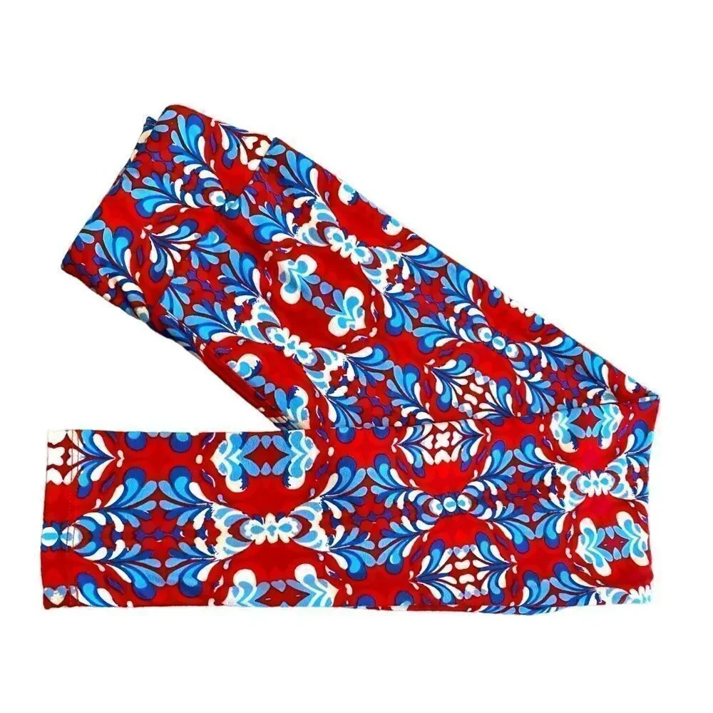 0737 LuLaRoe Blue Vines Tween Girls 8/10/12/14 Butter Soft Leggings New